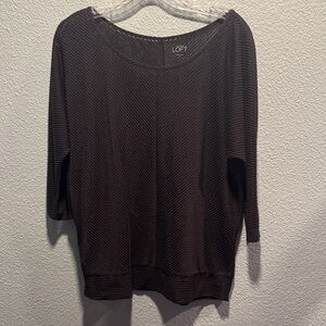 LOFT Dark Black Textured Knit Blouse Sheer